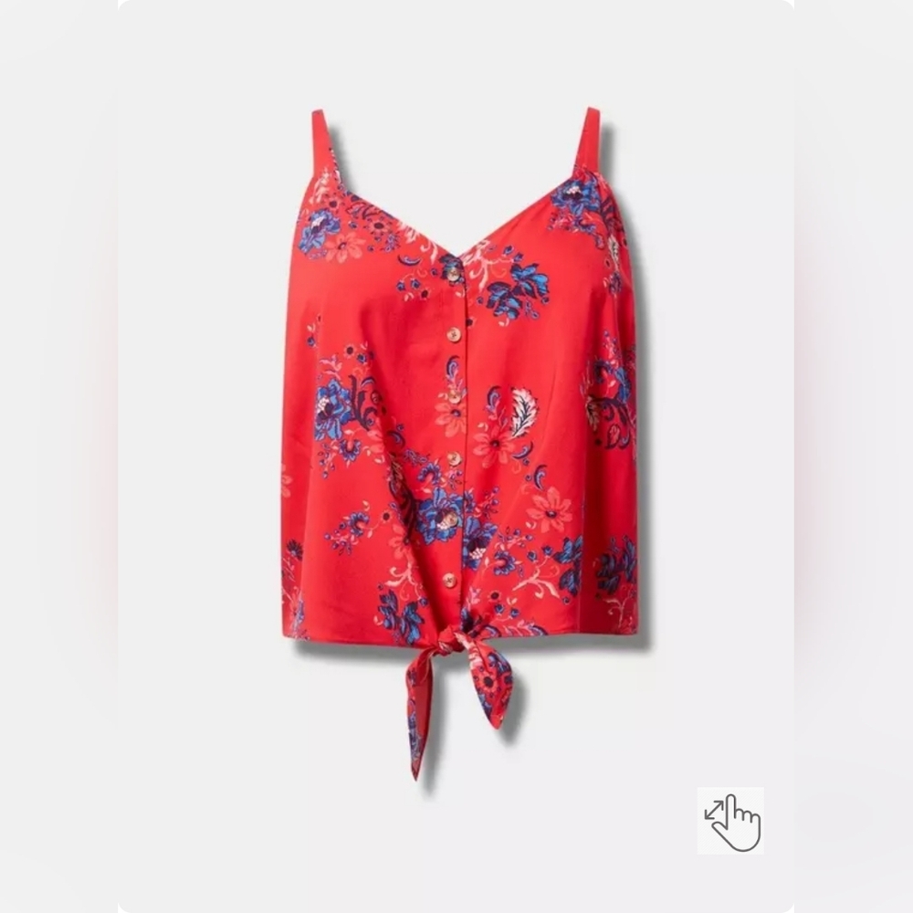 Torrid Challis Button Down Tie Front Crop